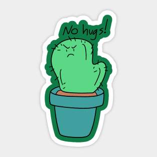 No Hugs! Cactus Sticker